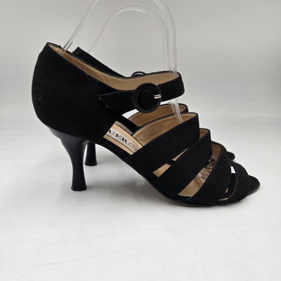 Figueroa Women’s Black Strappy Sandal Heels Size 38 Made in Italy US 7.5 - Picture 1 of 9